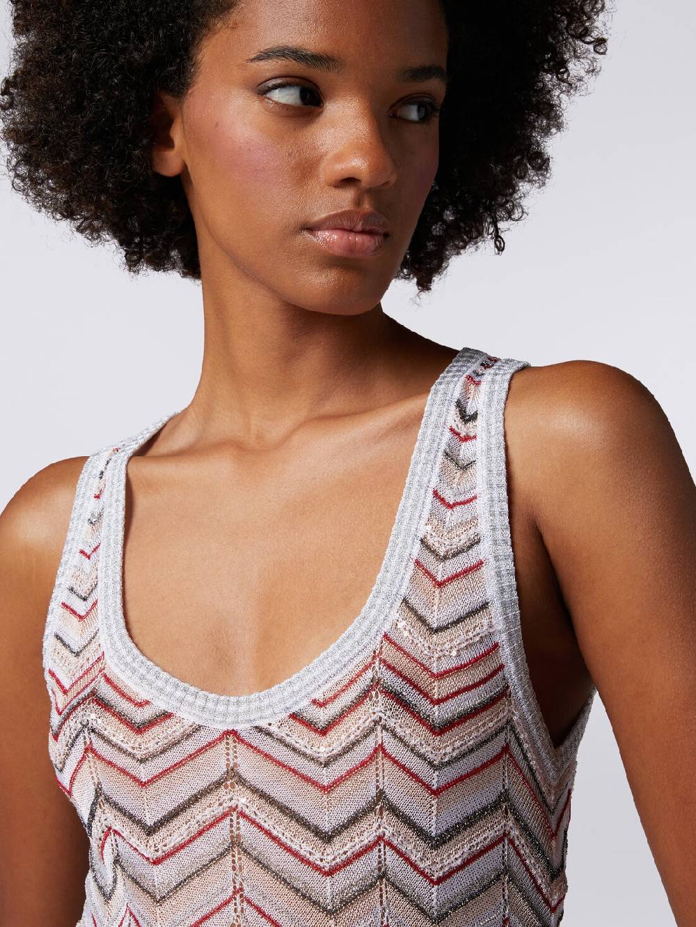 Missoni Canottiera In Maglia Zig Zag Con Lurex E Paillettes