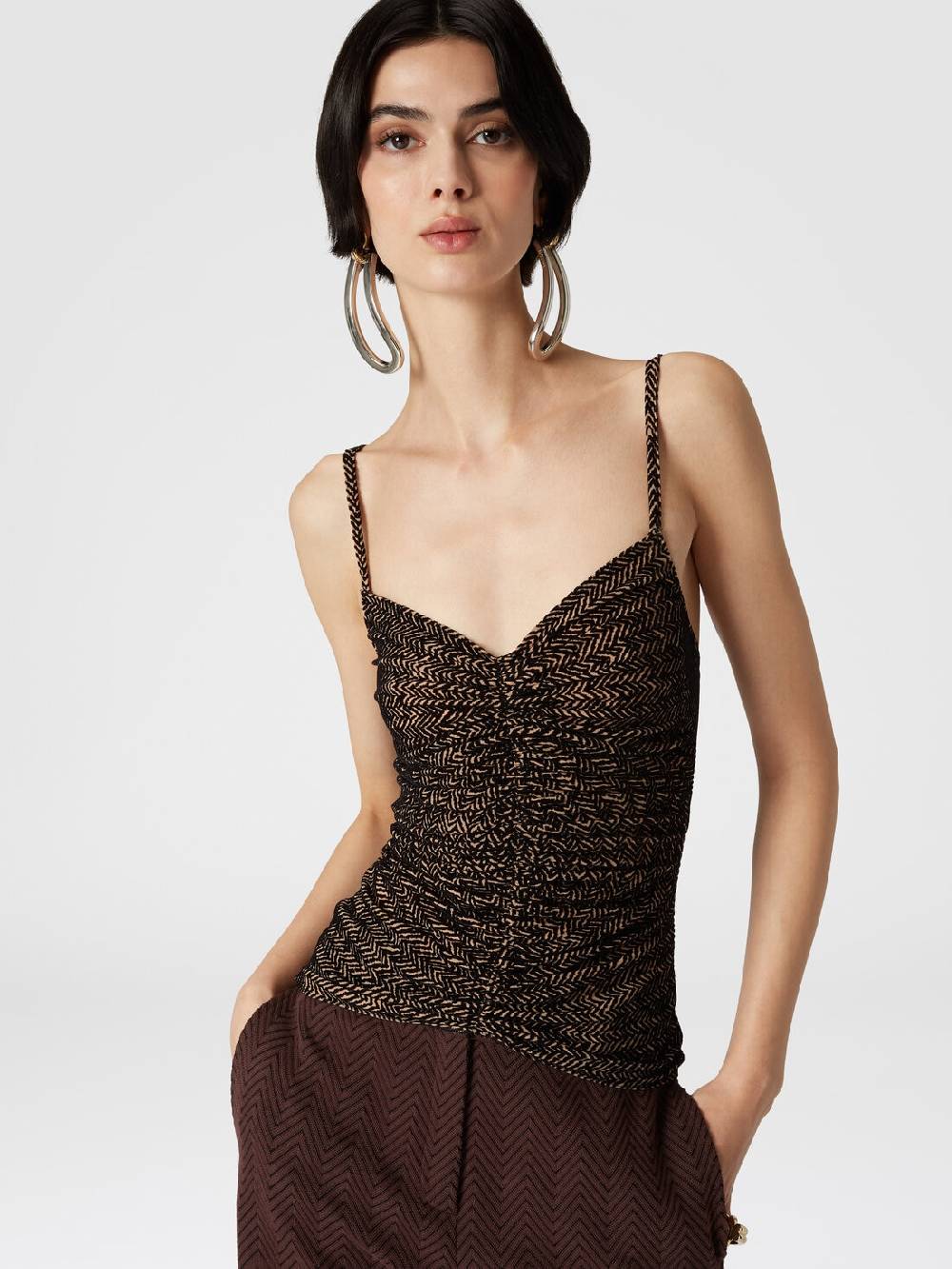 Missoni Canottiera In Tulle Zig Zag Con Arricciatura