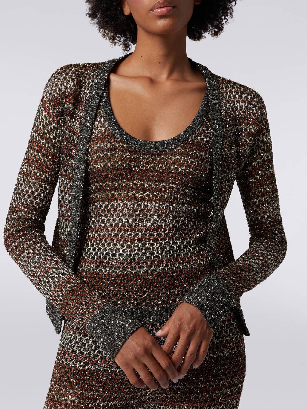 Missoni Cardigan Corto In Maglia A Rete Con Paillettes