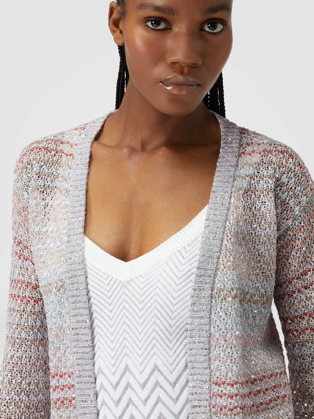 Missoni Cardigan Corto In Maglia A Rete Con Paillettes