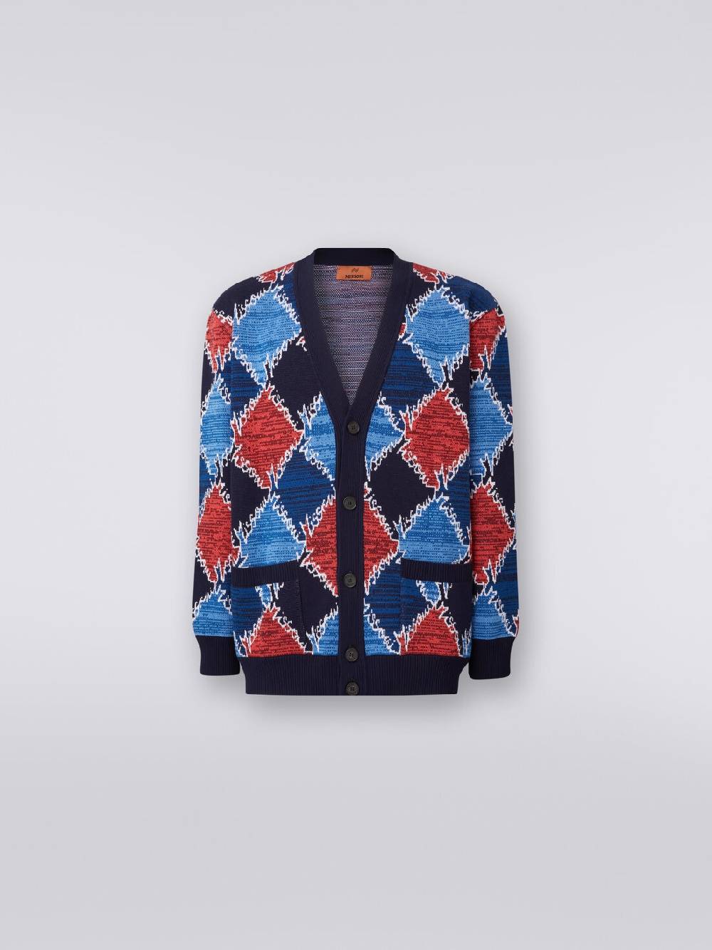 Missoni Cardigan In Cotone A Losanghe Con Scritta Logo