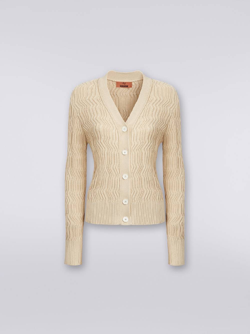 Missoni Cardigan in cotone con nervature verticali a rilievo