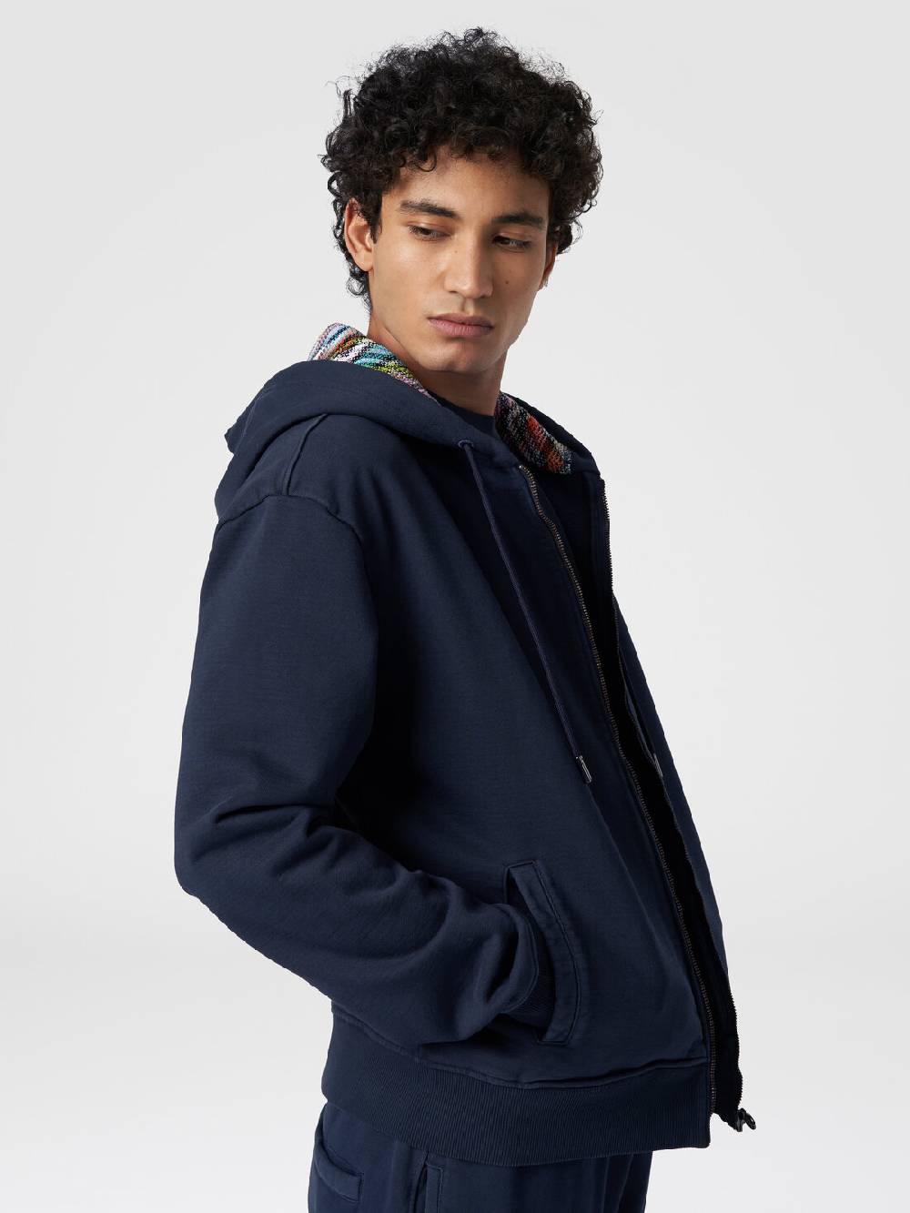 Missoni Cardigan In Felpa Di Cotone Con Cappuccio Foderato In Maglia