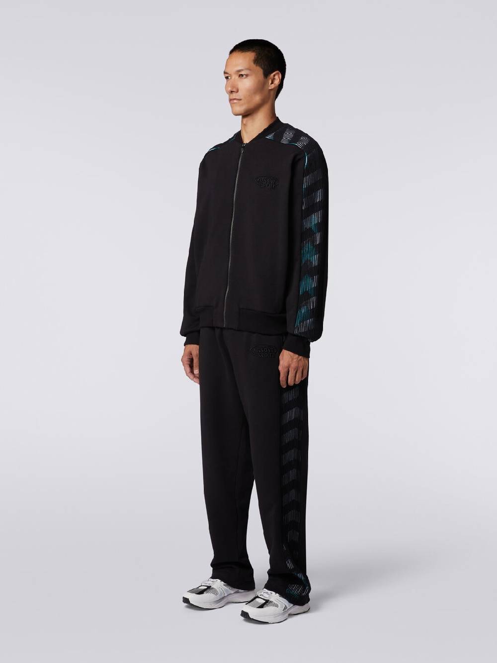 Missoni Cardigan In Felpa Di Cotone Con Dettagli In Maglia Zig Zag