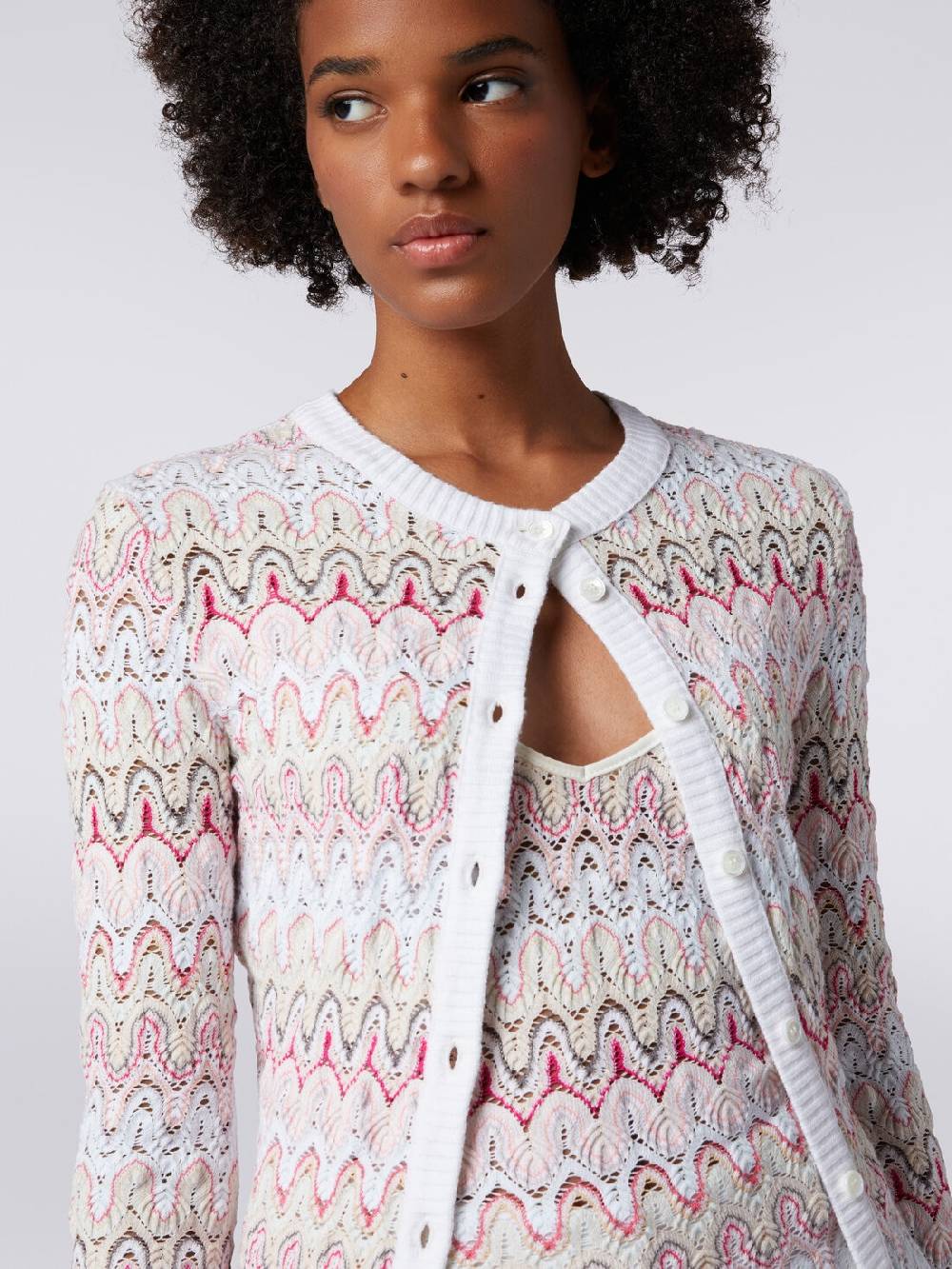 Missoni Cardigan In Maglia Con Profili A Contrasto E Motivo A Onde