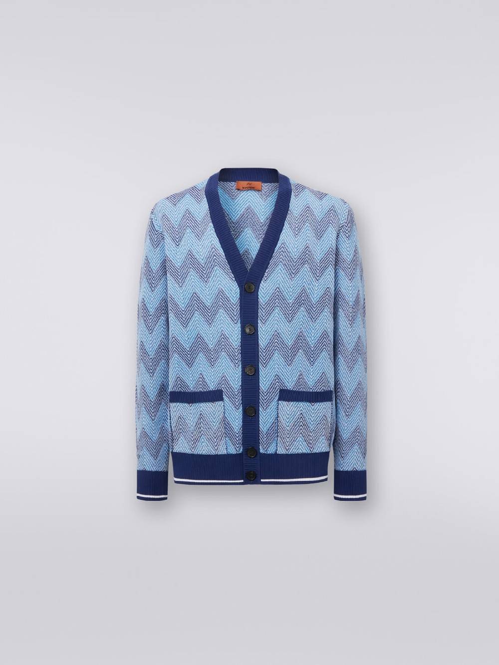 Missoni Cardigan In Maglia Di Cotone Chevron Con Profili A Contrasto