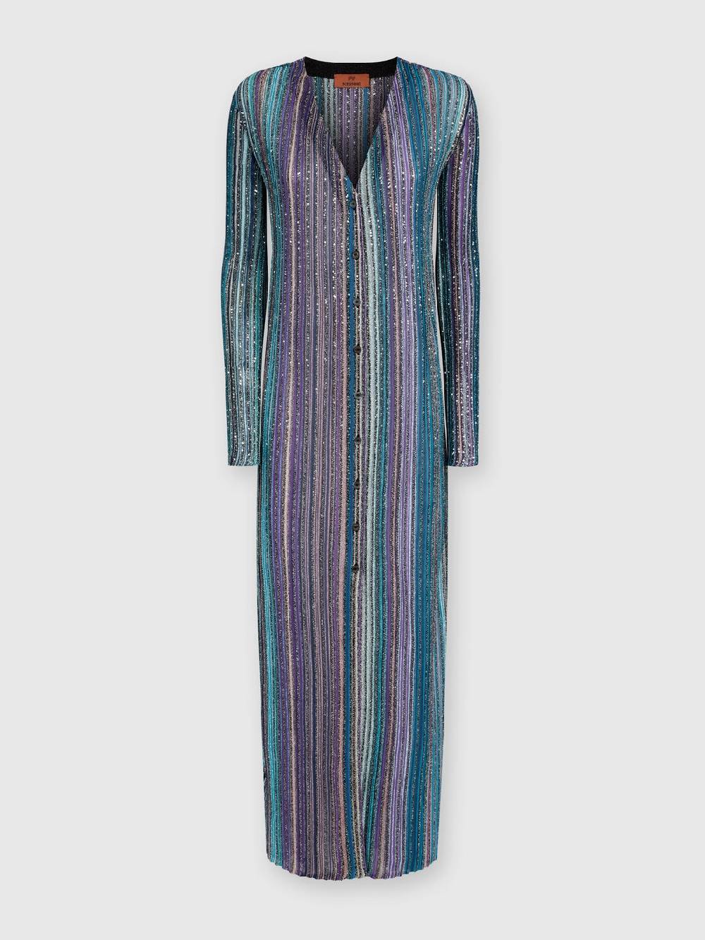 Missoni Cardigan Lungo A Costine Parzializzate Con Paillettes