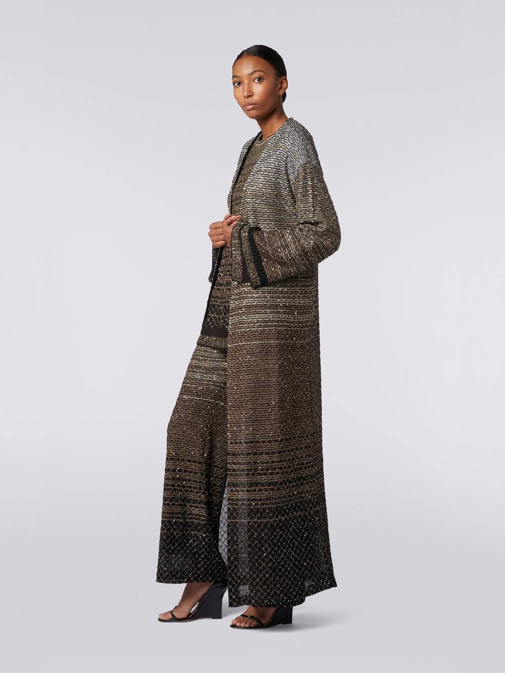 Missoni Cardigan Lungo In Maglia Dégradé Con Paillettes