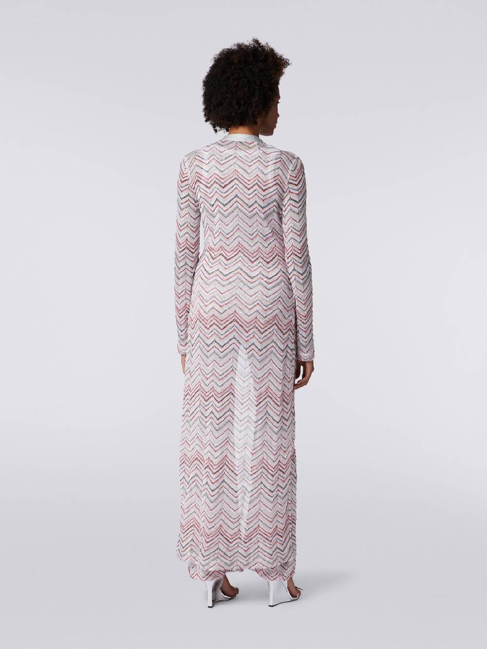 Missoni Cardigan Lungo In Maglia Zig Zag Con Lurex E Paillettes