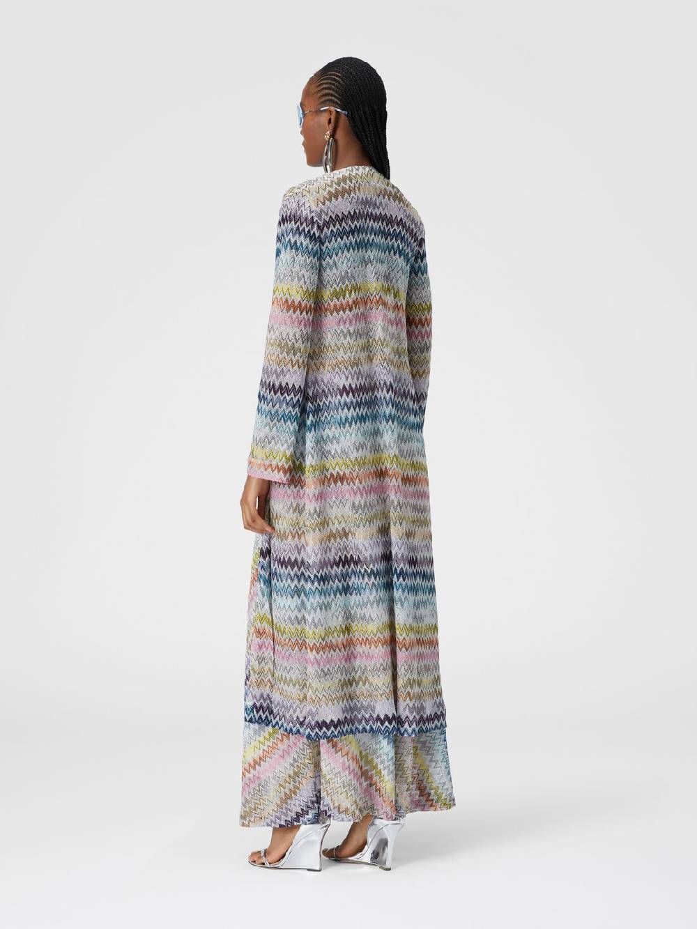 Missoni Cardigan Lungo In Misto Viscosa Zig Zag Lamé