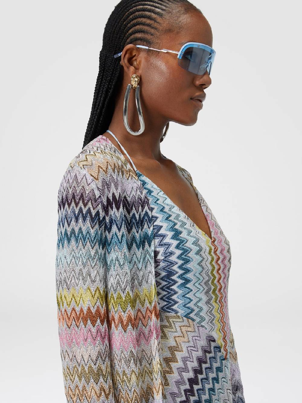 Missoni Cardigan Lungo In Misto Viscosa Zig Zag Lamé