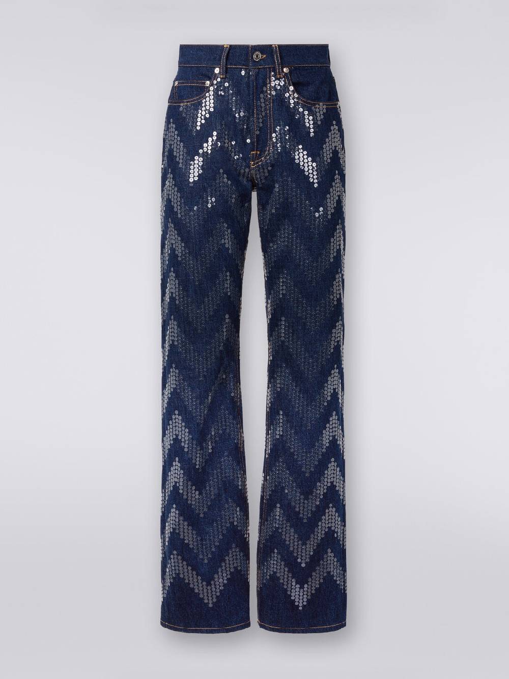 Missoni Cinque Tasche In Denim Con Paillettes Zig Zag