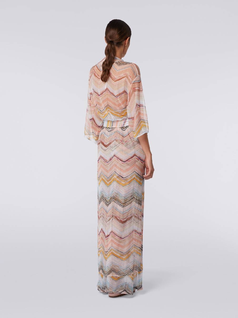Missoni Copricostume Lungo A Vestaglia Chevron Con Lurex