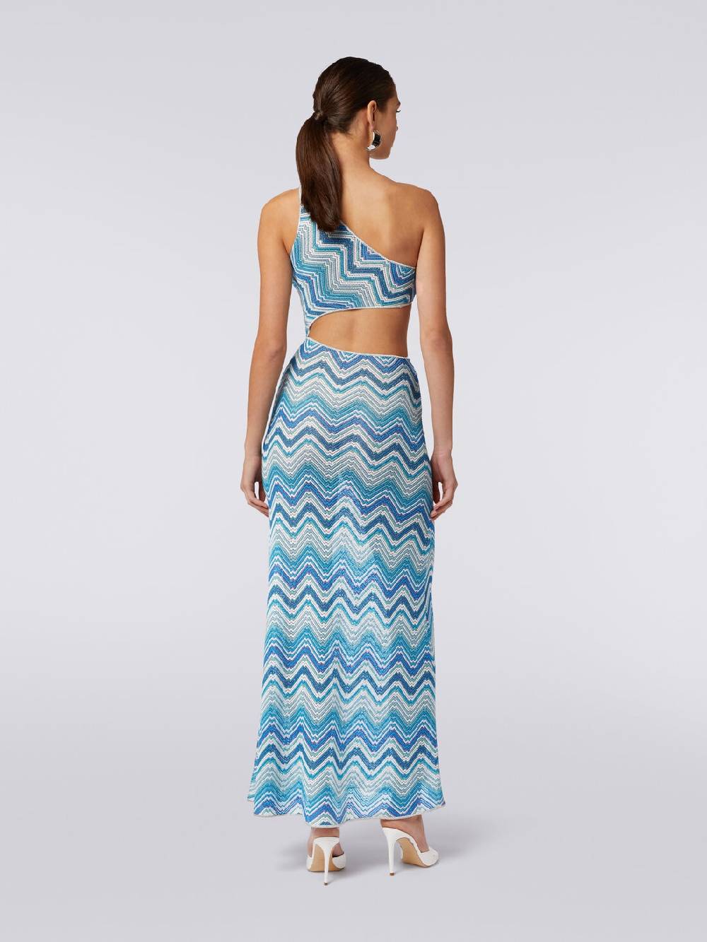 Missoni Copricostume Lungo In Crochet Chevron Con Taglio Cut Out E Lurex