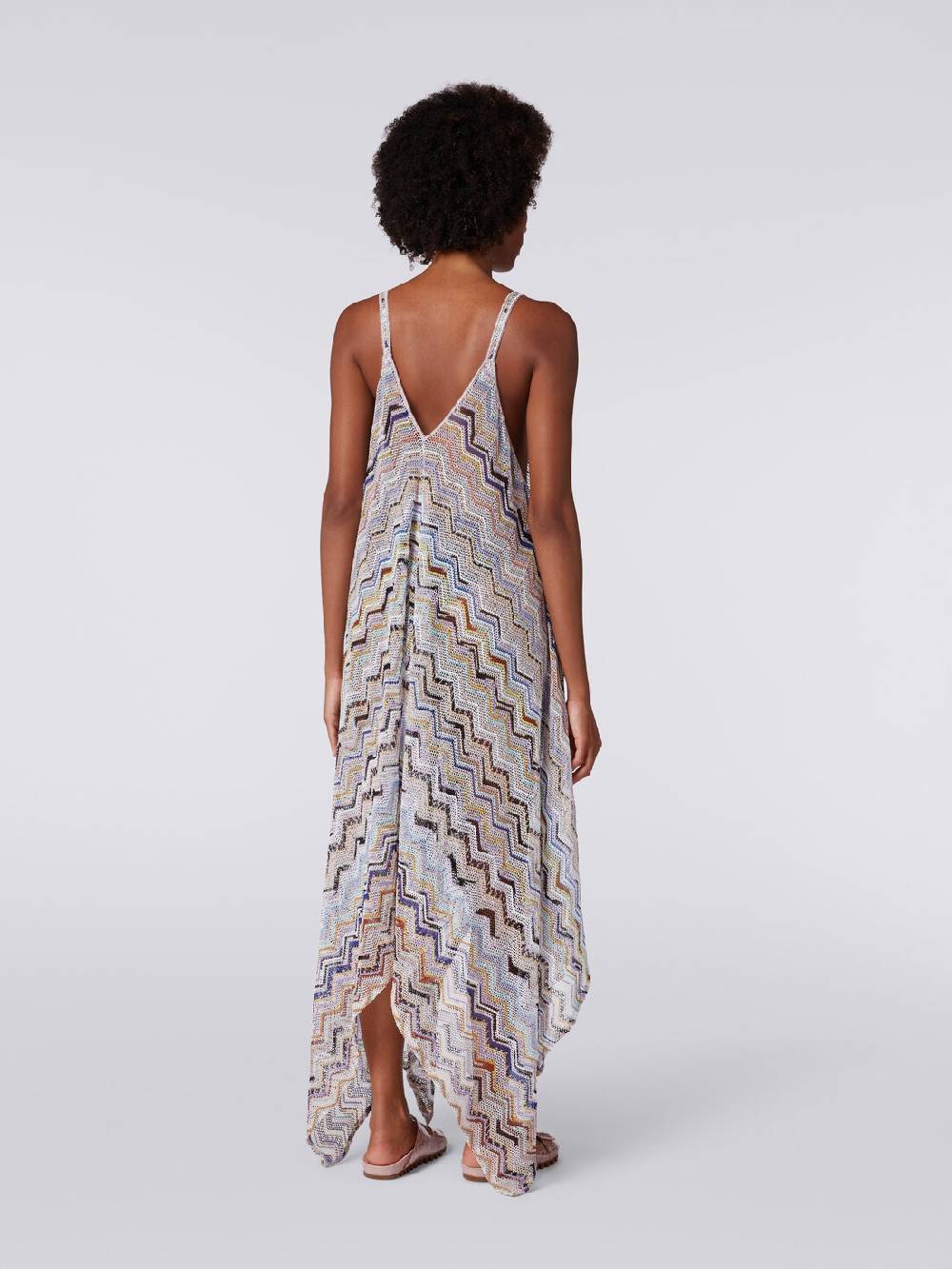 Missoni Copricostume Lungo In Crochet Zig Zag Con Lurex