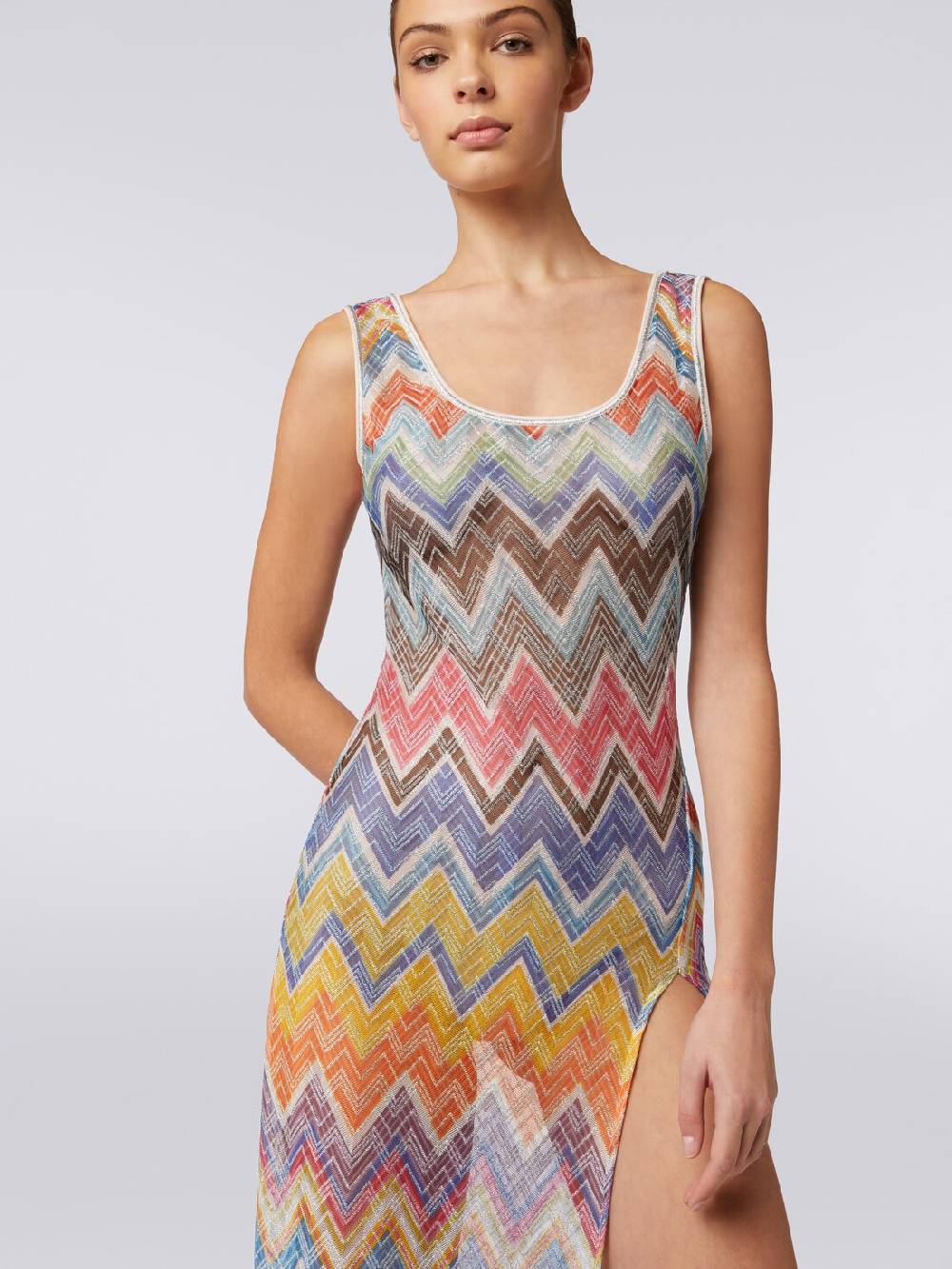 Missoni Copricostume Lungo Stampa Zig Zag Con Lurex