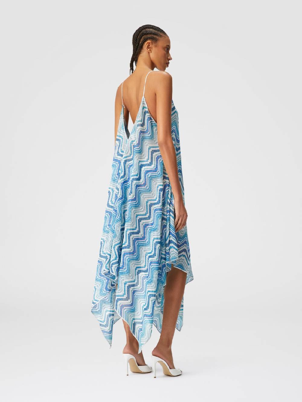 Missoni Copricostume Lungo Taglio Foulard In Crochet Chevron Lamé