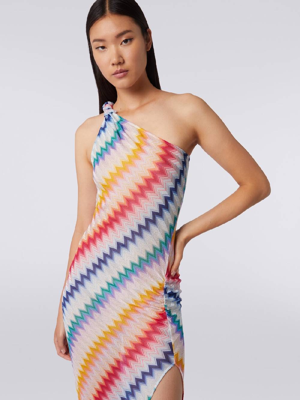 Missoni Copricostume Monospalla Lungo Con Stampa Zig Zag