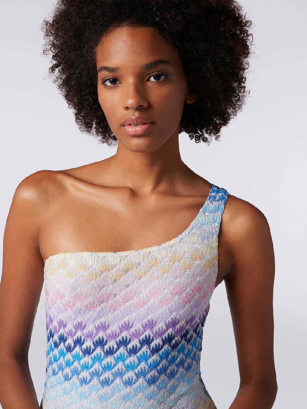 Missoni Costume Intero Monospalla Effetto Pizzo Con Lurex