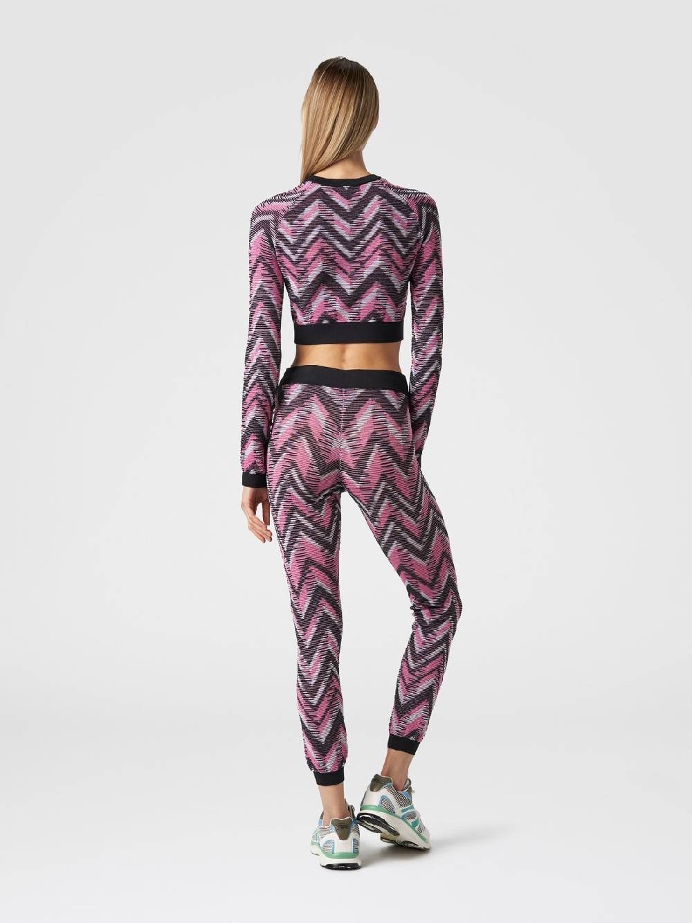 Missoni Crop Top A Maniche Lunghe In Maglia Chevron Con Logo