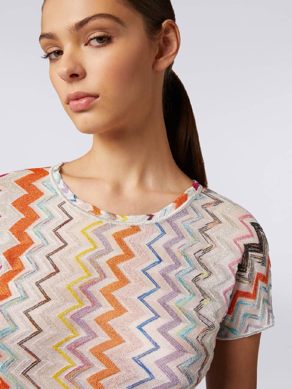 Missoni Crop Top In Misto Viscosa Chevron Con Lurex