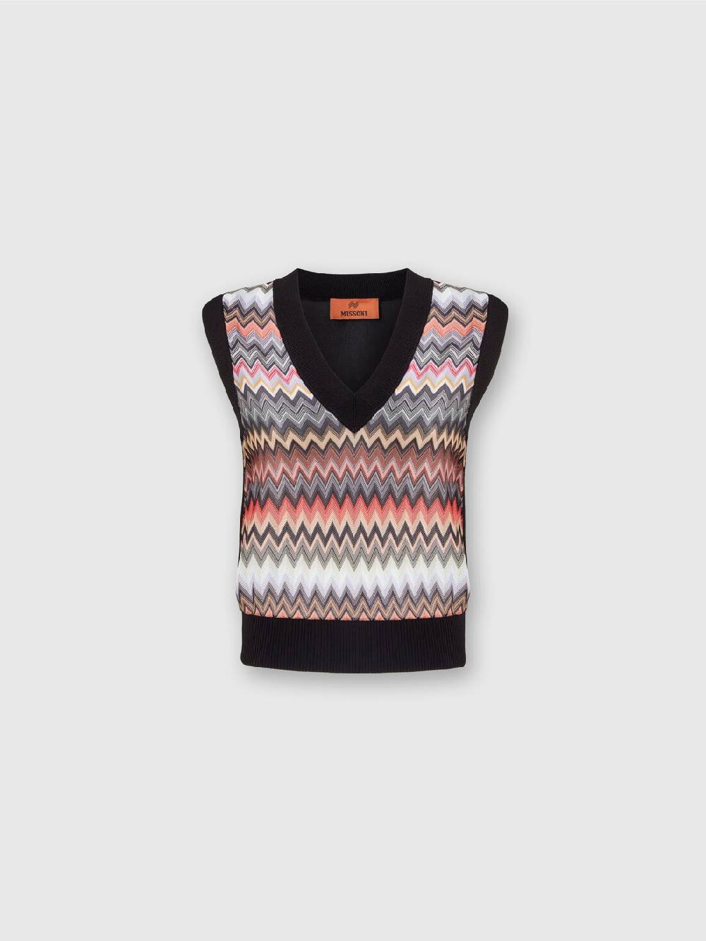 Missoni Gilet In Maglia Di Viscosa Zig Zag Con Profili A Contrasto