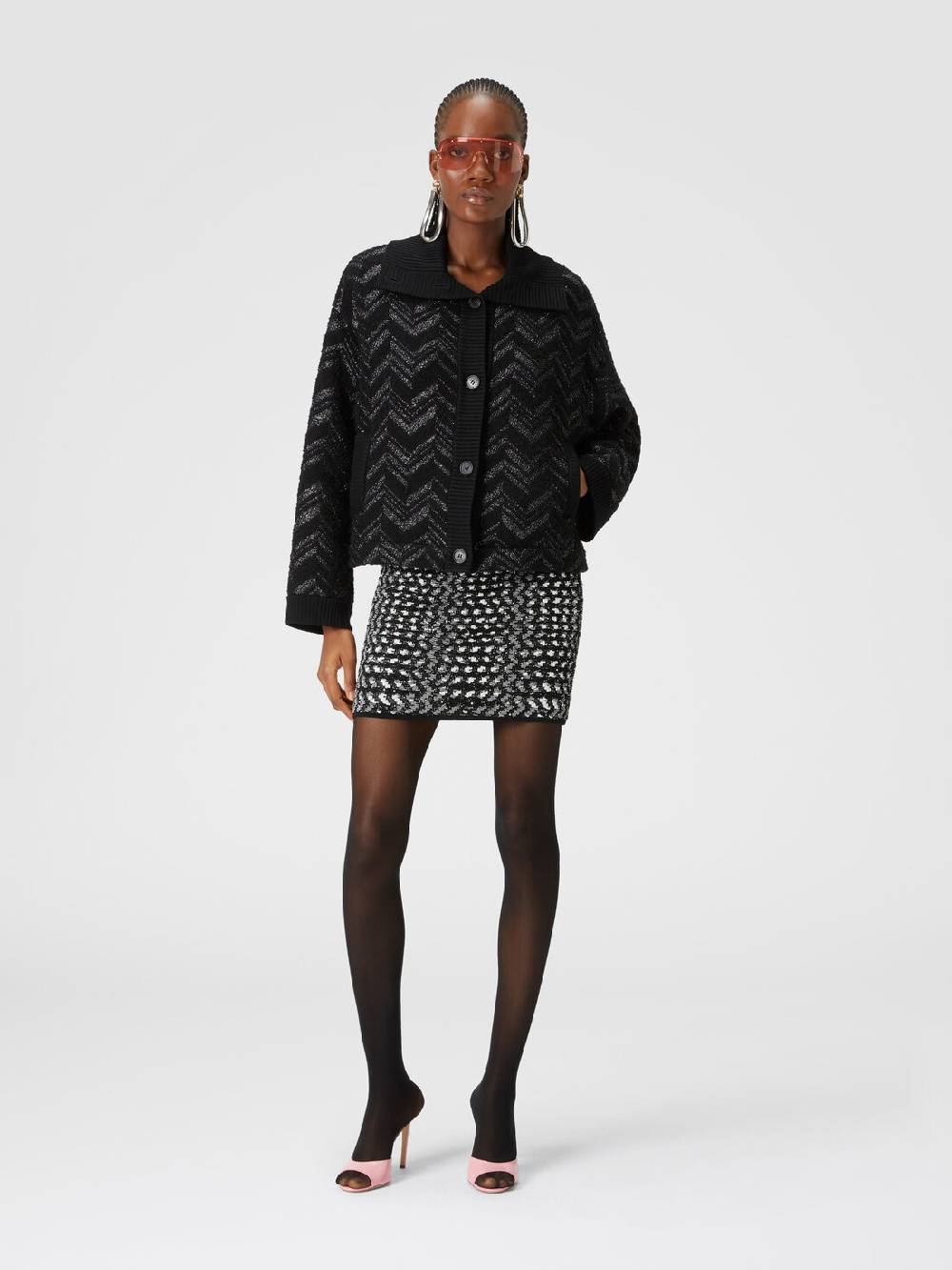 Missoni Giubbotto in maglia bouclé con chevron lamé