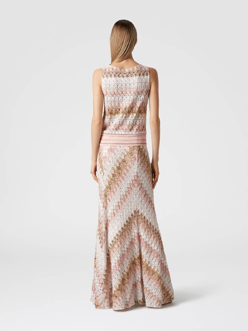 Missoni Gonna Lunga In Misto Viscosa Lamé Effetto Pizzo