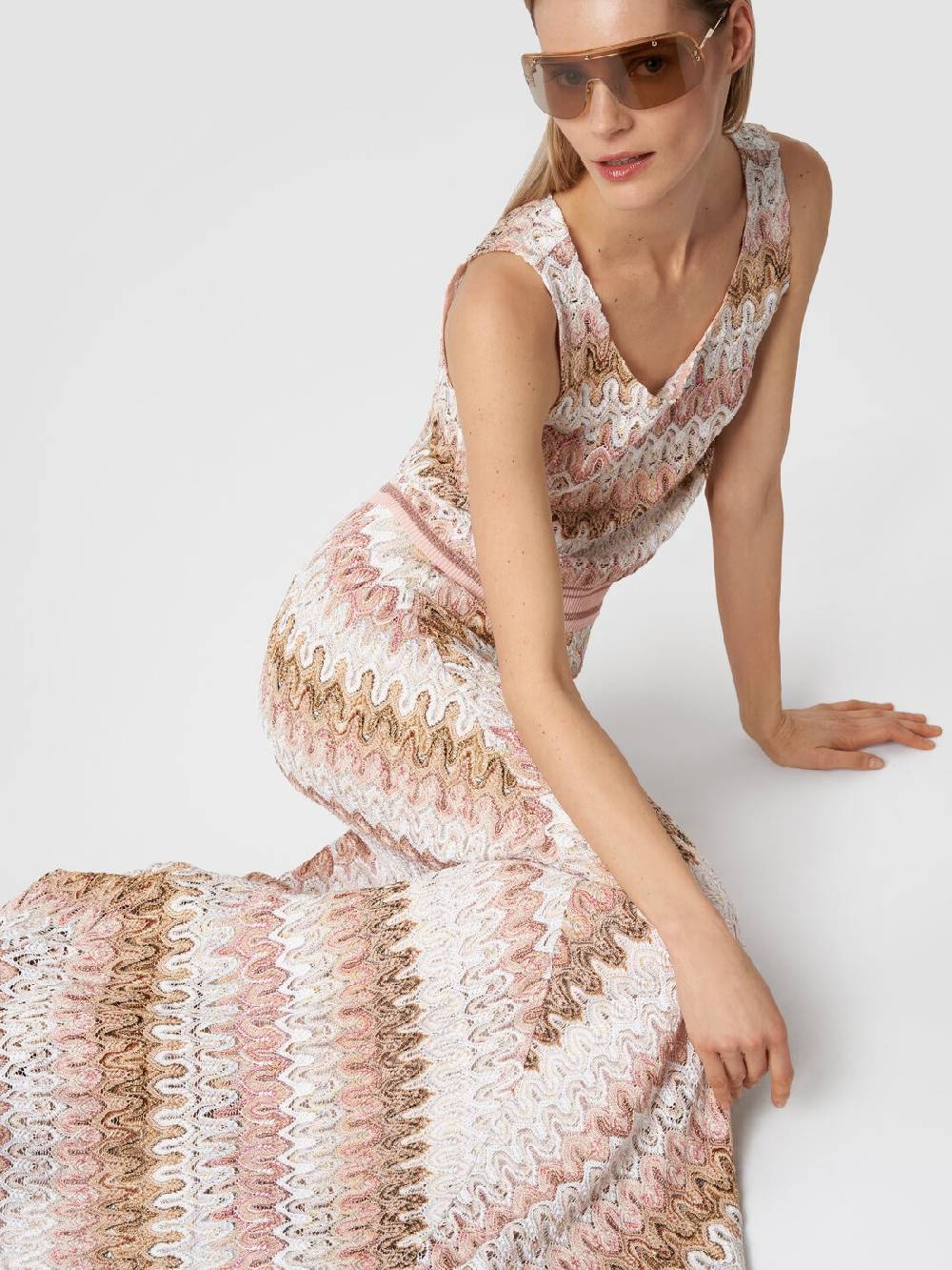 Missoni Gonna Lunga In Misto Viscosa Lamé Effetto Pizzo