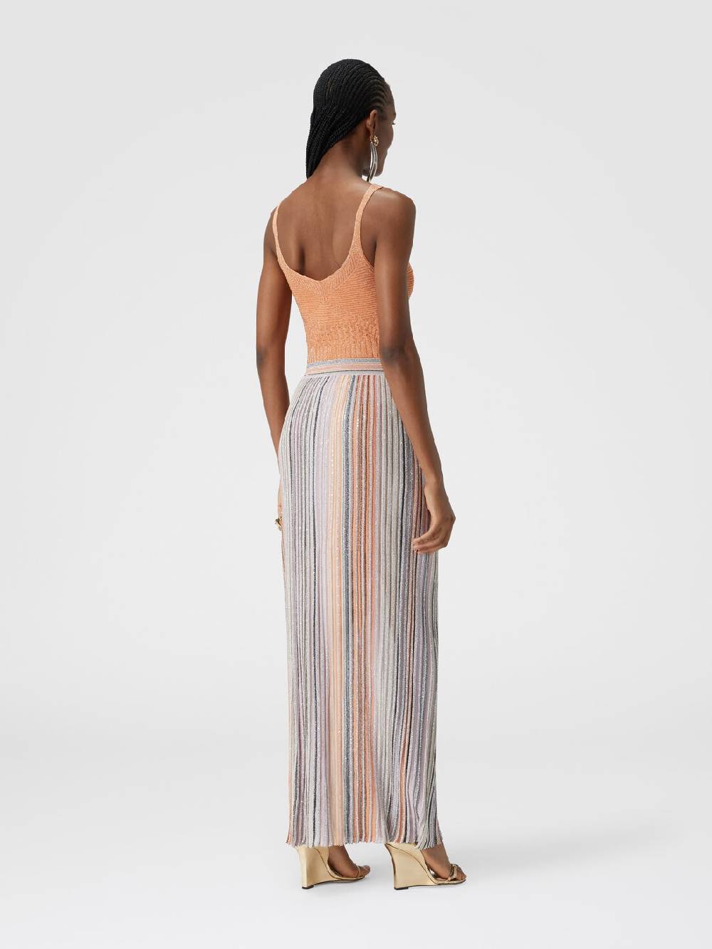 Missoni Gonna Lunga Parzializzata A Costine Con Paillettes