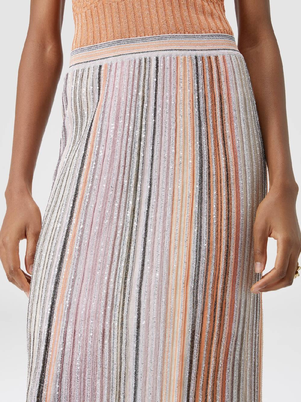 Missoni Gonna Lunga Parzializzata A Costine Con Paillettes