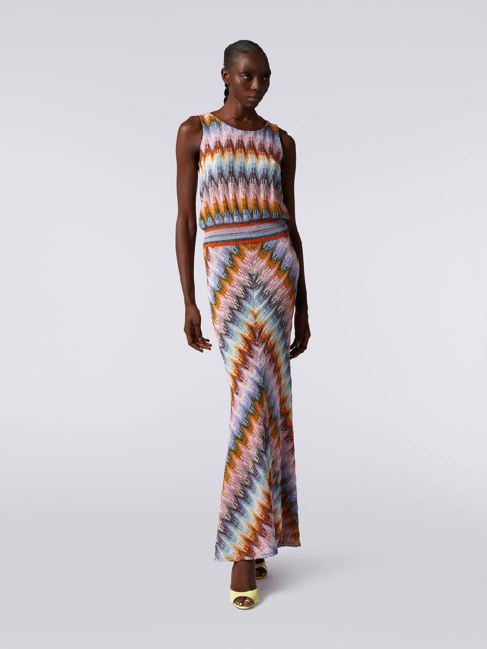 Missoni Gonna lunga svasata in viscosa zig zag con lurex