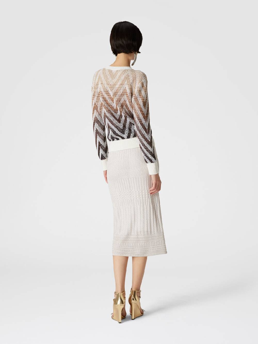 Missoni Gonna Midi In Viscosa Lamé Multilavorazione