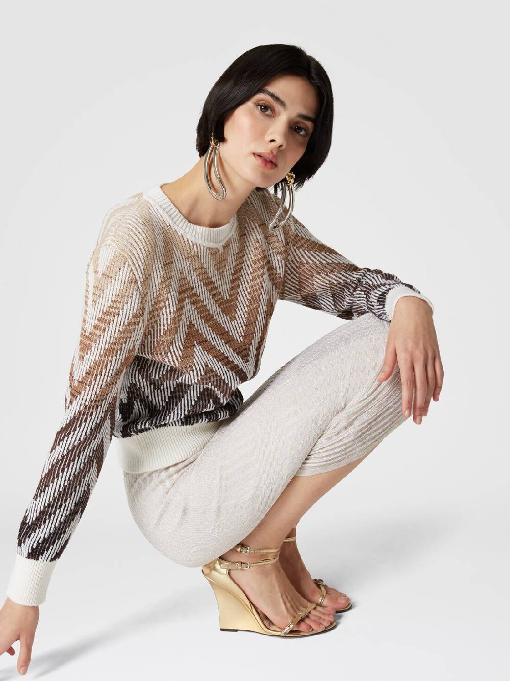 Missoni Gonna Midi In Viscosa Lamé Multilavorazione