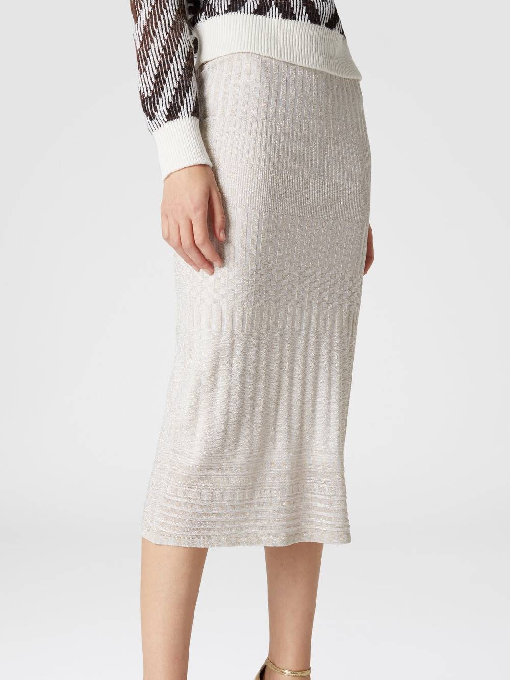 Missoni Gonna Midi In Viscosa Lamé Multilavorazione