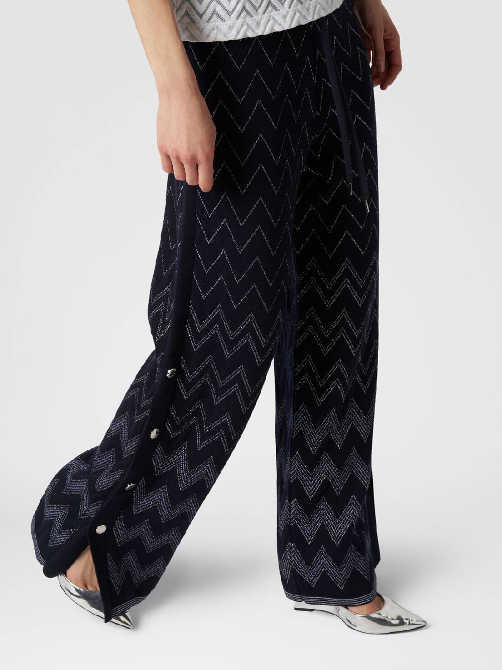 Missoni Joggers In Lana E Viscosa Zig Zag Con Lurex