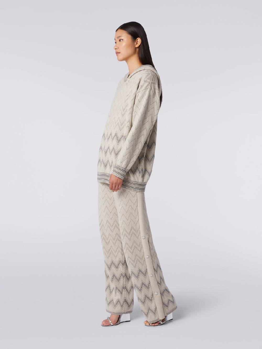 Missoni Joggers In Lana E Viscosa Zig Zag Con Lurex