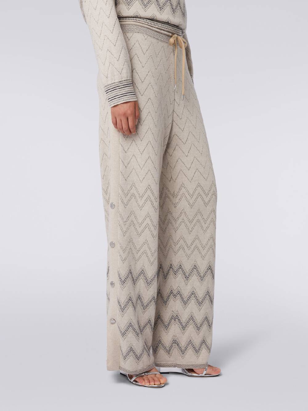 Missoni Joggers In Lana E Viscosa Zig Zag Con Lurex