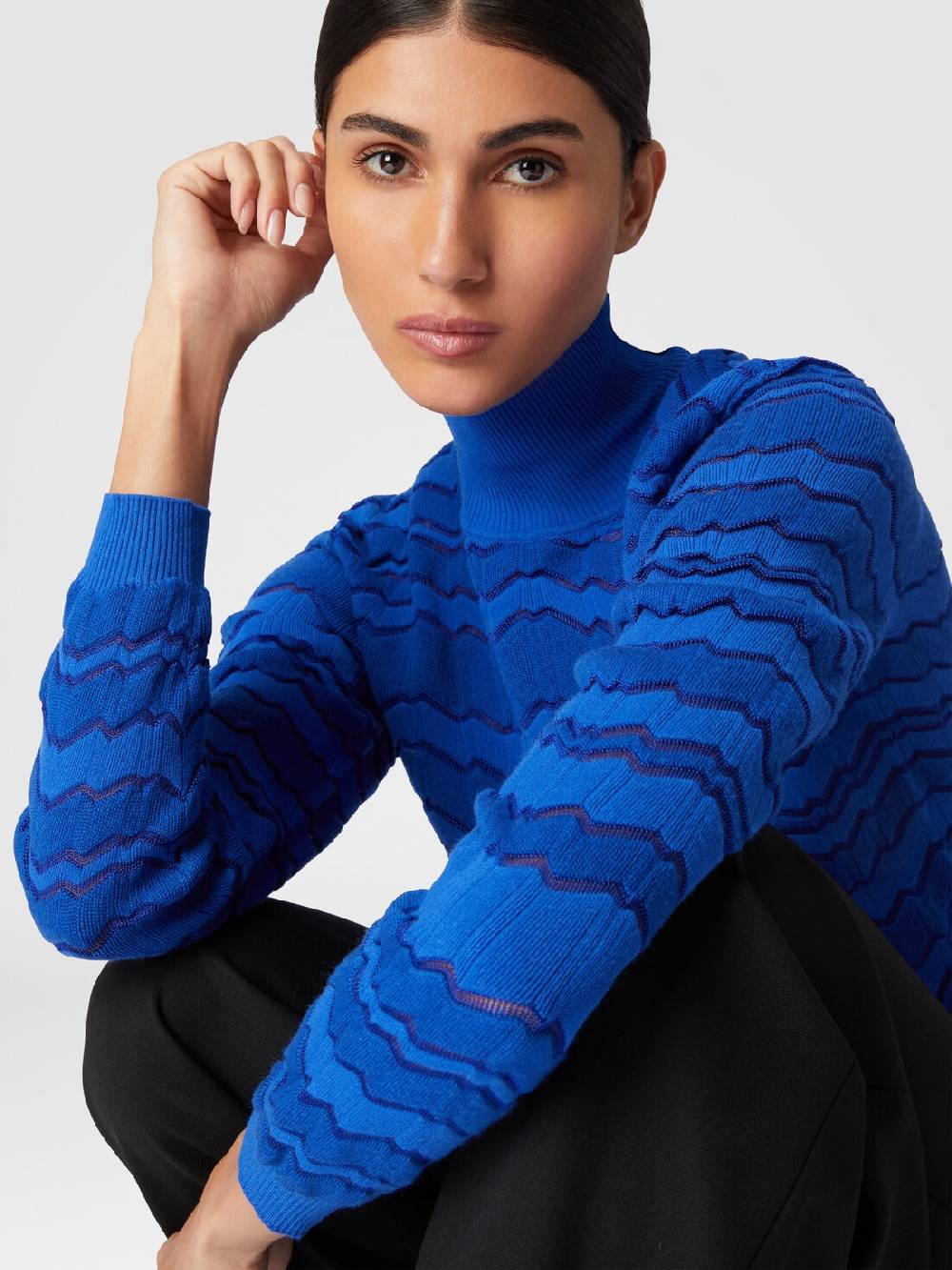 Missoni Lupetto In Viscosa E Lana Con Zig Zag Tono Su Tono