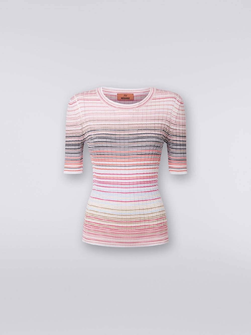Missoni Maglia Girocollo A Maniche Corte In Cotone E Viscosa A Righe