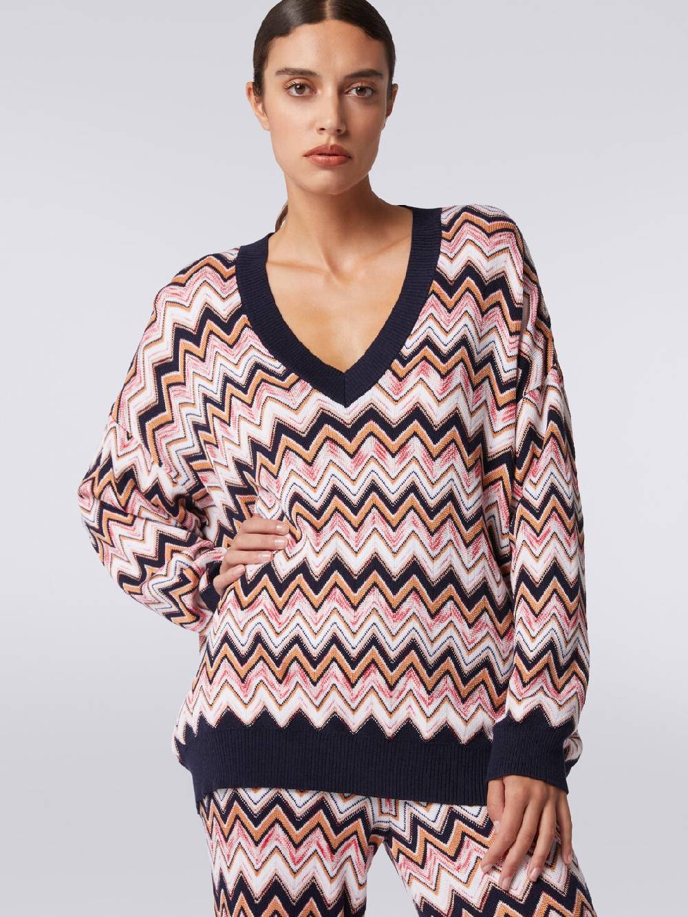 Missoni Maglia Oversize Zig Zag Con Profili A Contrasto