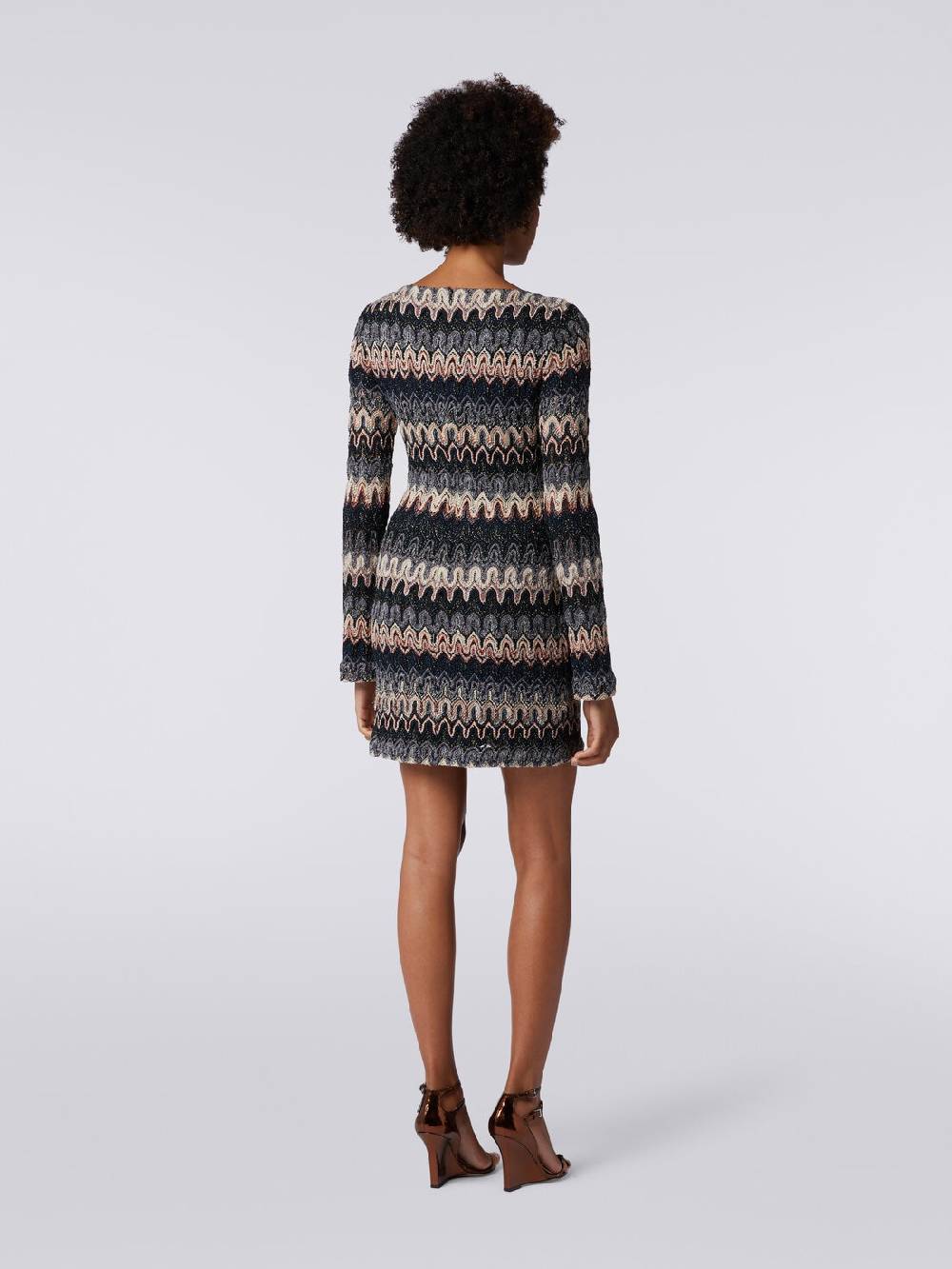 Missoni Mini-abito A Maniche Lunghe In Misto Viscosa Motivo A Onde