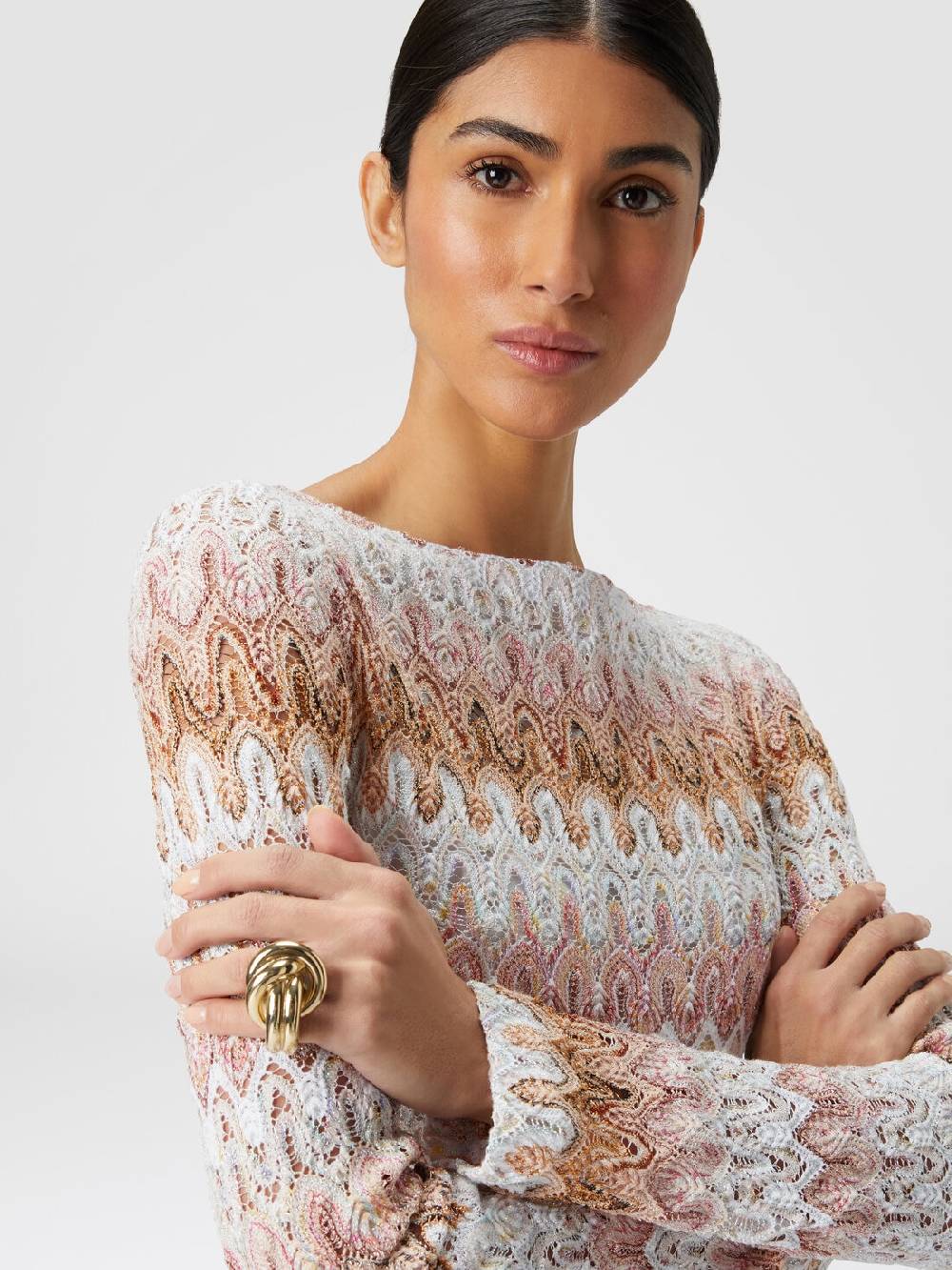 Missoni Mini-abito A Maniche Lunghe In Misto Viscosa Motivo A Onde