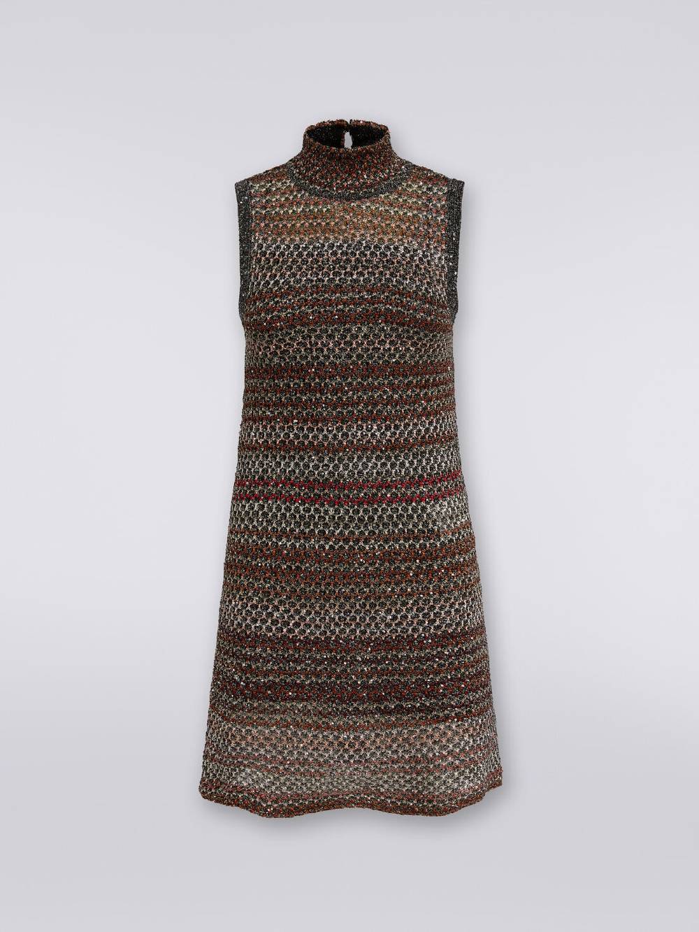 Missoni Mini-abito In Maglia A Rete Con Collo Alto E Applicazione Di Paillettes