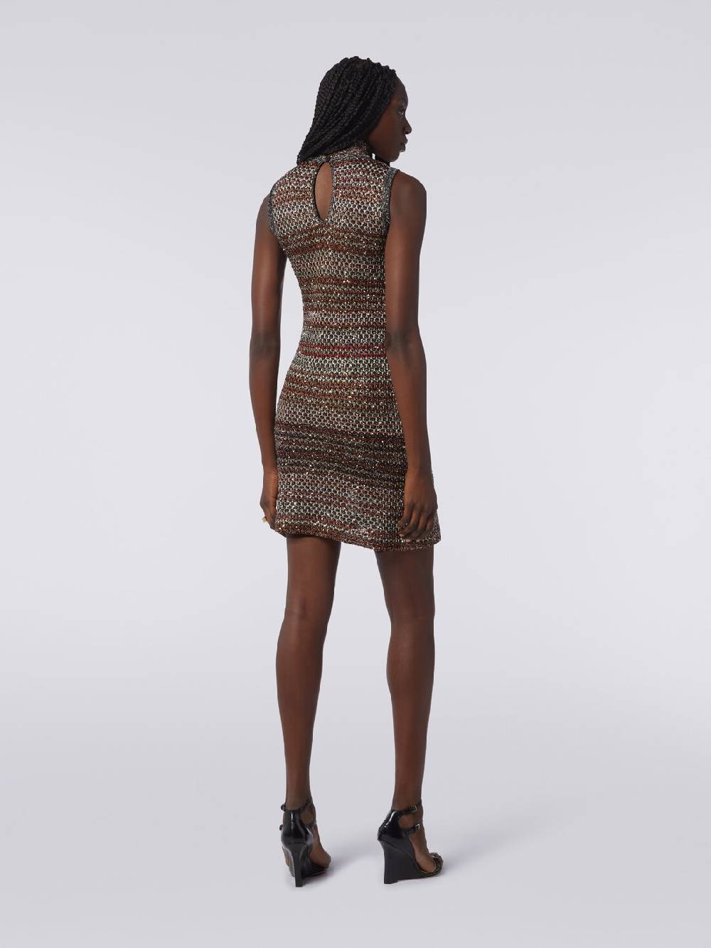 Missoni Mini-abito In Maglia A Rete Con Collo Alto E Applicazione Di Paillettes