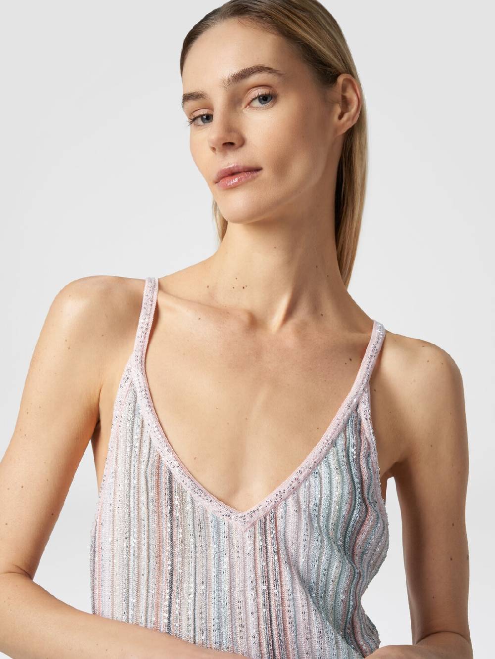 Missoni Mini-abito In Maglia A Righe Verticali Con Paillettes