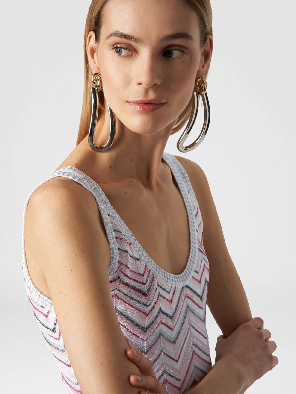 Missoni Mini-abito Senza Maniche In Misto Viscosa Zig Zag Con Paillettes