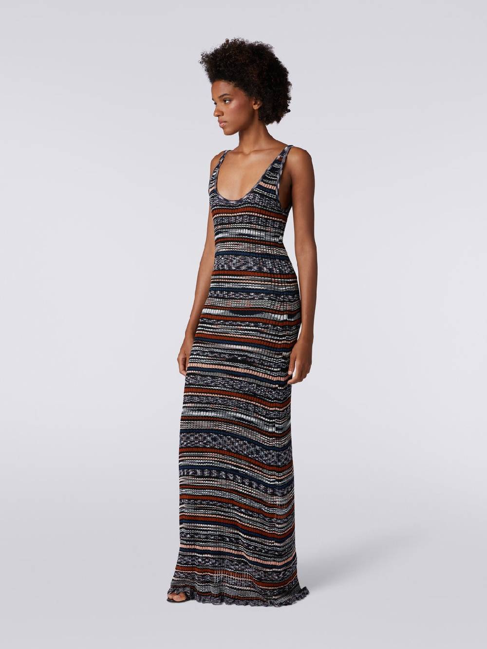 Missoni Abito Lungo A Costine In Viscosa Fiammata