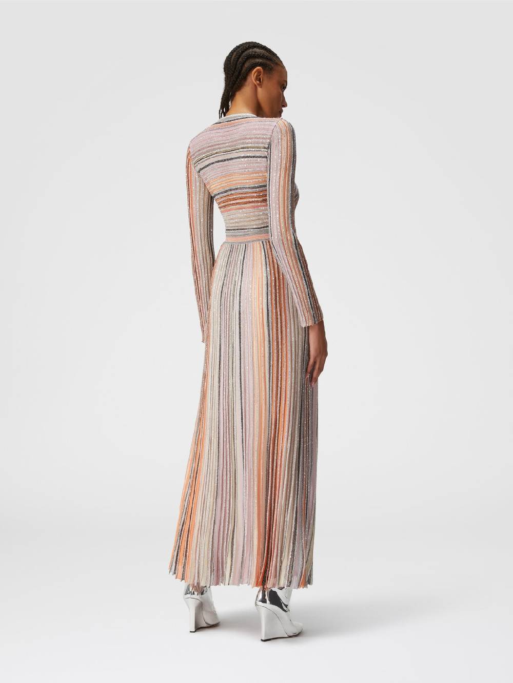 Missoni Abito Lungo In Maglia Plissée Lamé