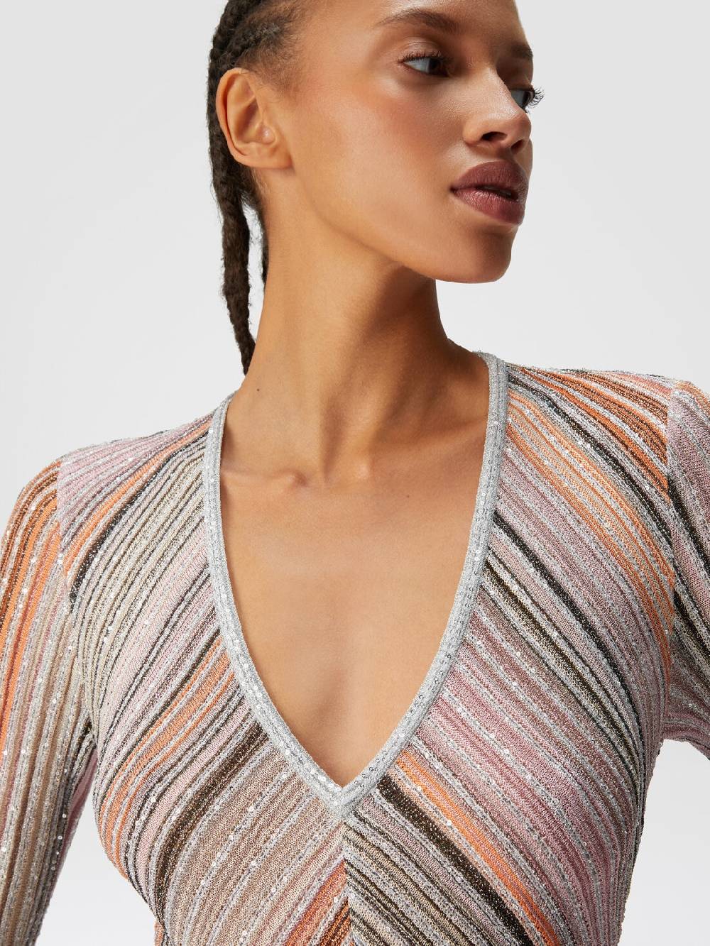 Missoni Abito Lungo In Maglia Plissée Lamé